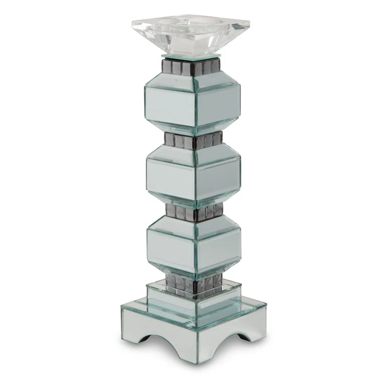 Michael Amini Montreal 15.5'' H Glass Tabletop Candlestick (Set of 2)