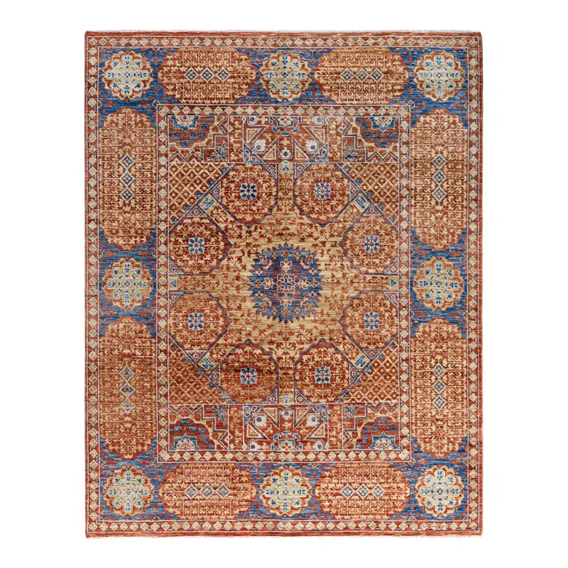 Solo Rugs One-of-a-Kind Rectangle 8'1" X 10'3" New Age Wool Area Rug Rust/Blue