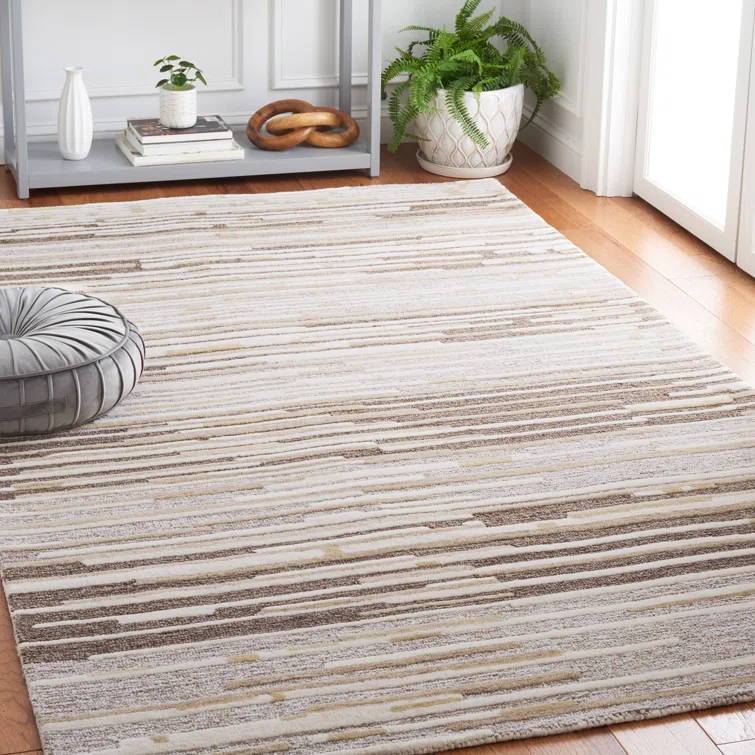 Martha Stewart Martha Stewart 300 Hand Tufted Wool/Cotton with Latex Abstract Rug in Brown/Beige