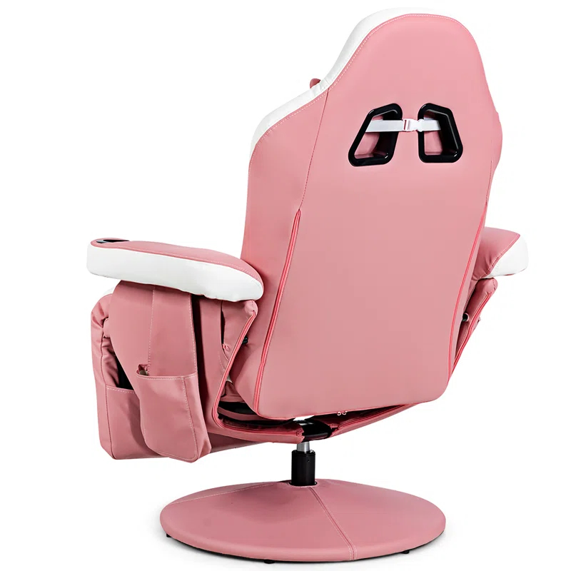 Costway Costway Goplus Reclining PC & Racing Game Chair with Footrest in Pink