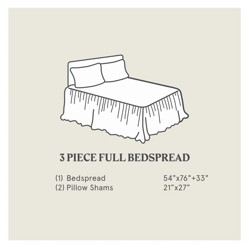 HiEnd Accents Luna Washed Linen Romantic Classic Chic Casual Modern Rustic Farmhouse Bedspread Set