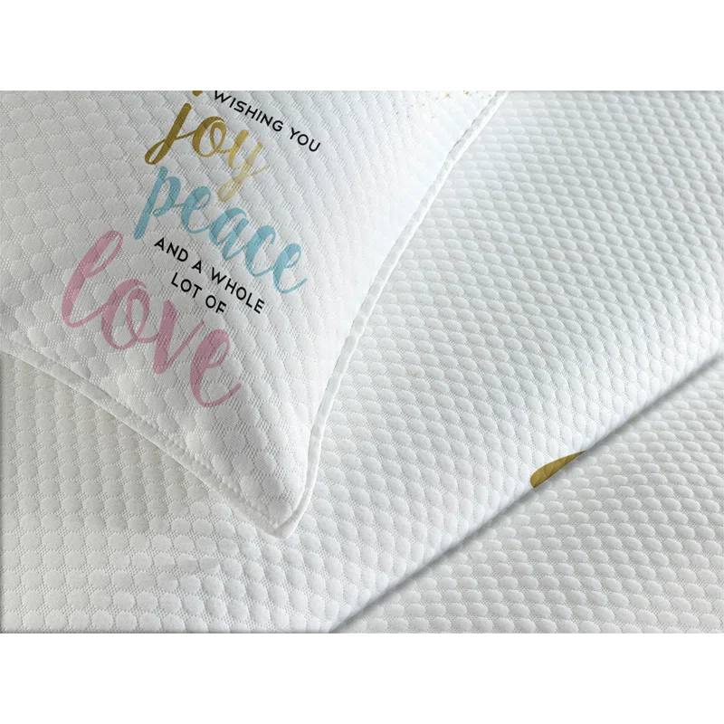 Ambesonne Ambesonne Joy Bedspread Set Christmas Snowflake Love Pale Pink Pale Blue
