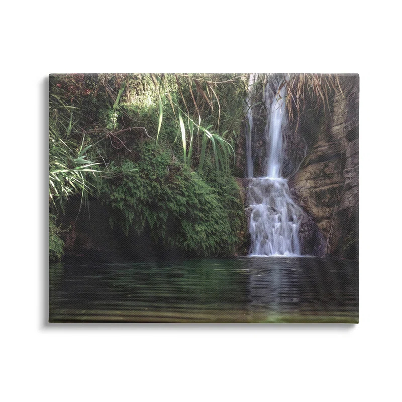 Stupell Industries " Tranquil Waterfall Rainforest Environment Nature Clearing " by Daphne Polselli