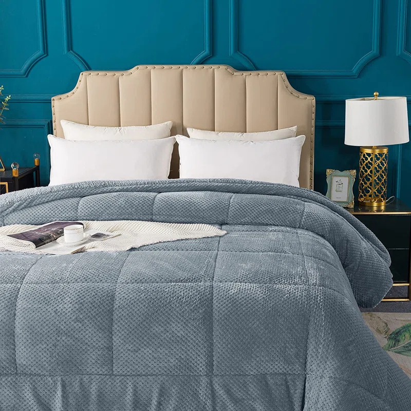 Kasentex Microfiber Reversible Comforter Super Ultra Soft Luxury Plush Sherpa, Machine Washable