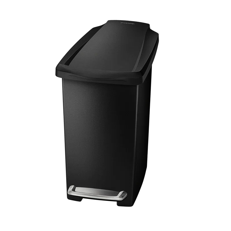 simplehuman Simplehuman 10 Liter / 2.6 Gallon Compact Slim Bathroom or Office Step Trash Can, Black Plastic