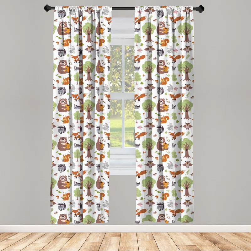 Ambesonne Microfiber Semi Sheer Curtain
