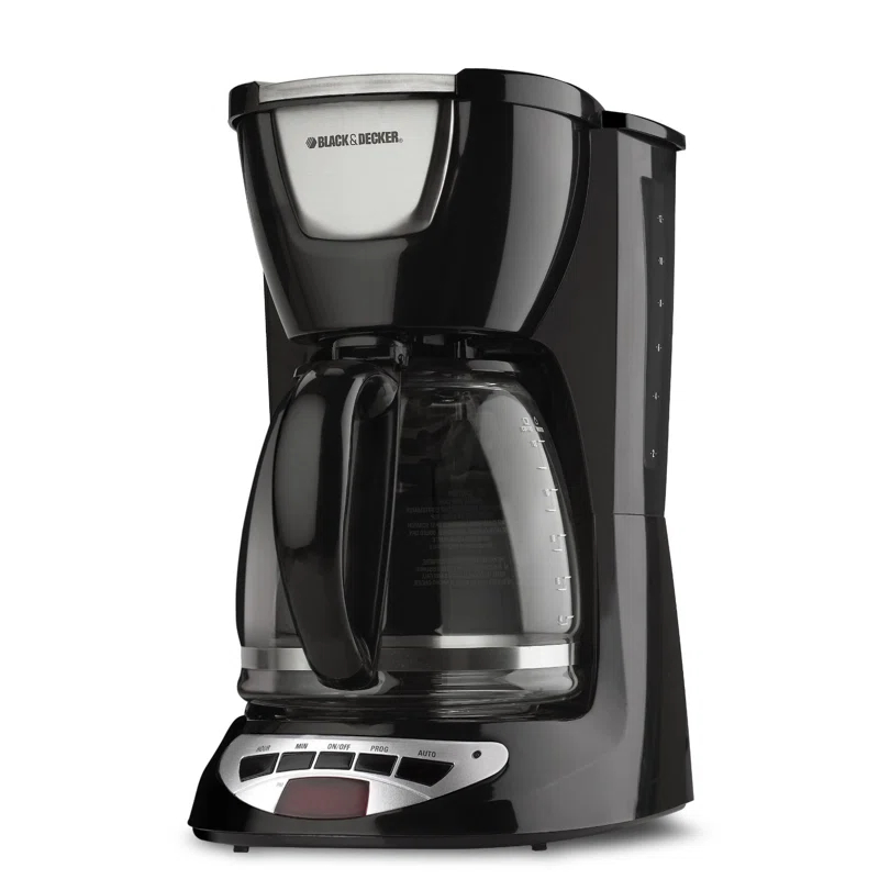 BLACK+DECKER DCM100B BLACK+DECKER 12-Cup Programmable Coffee Maker, DCM100B, Duralife Carafe, Easy-View Water Window, Removable Filter Basket