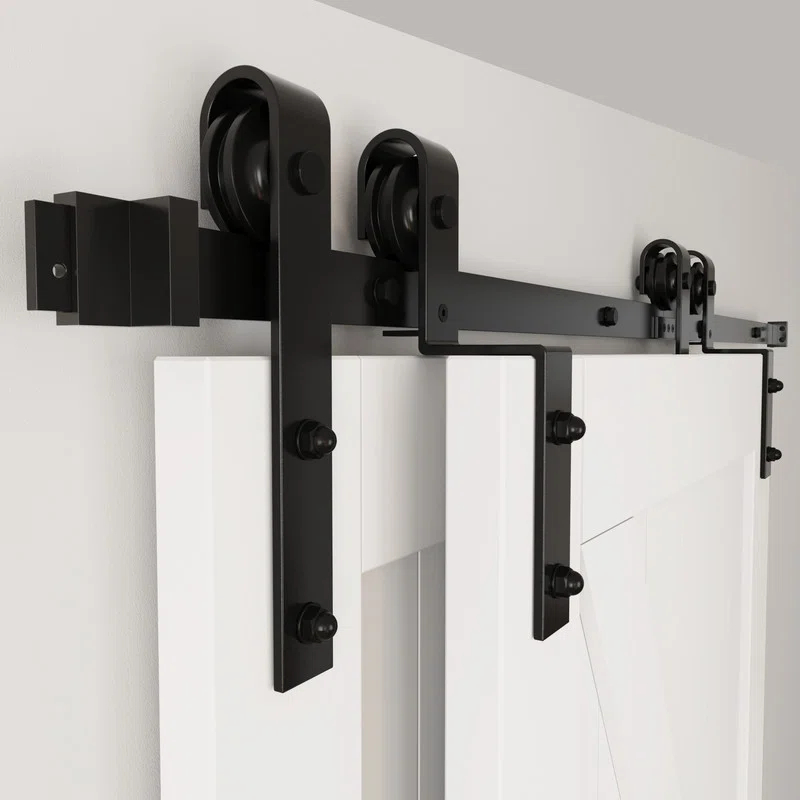 Lazio Steel Double Door Barn Door Hardware Kit Single Bypass