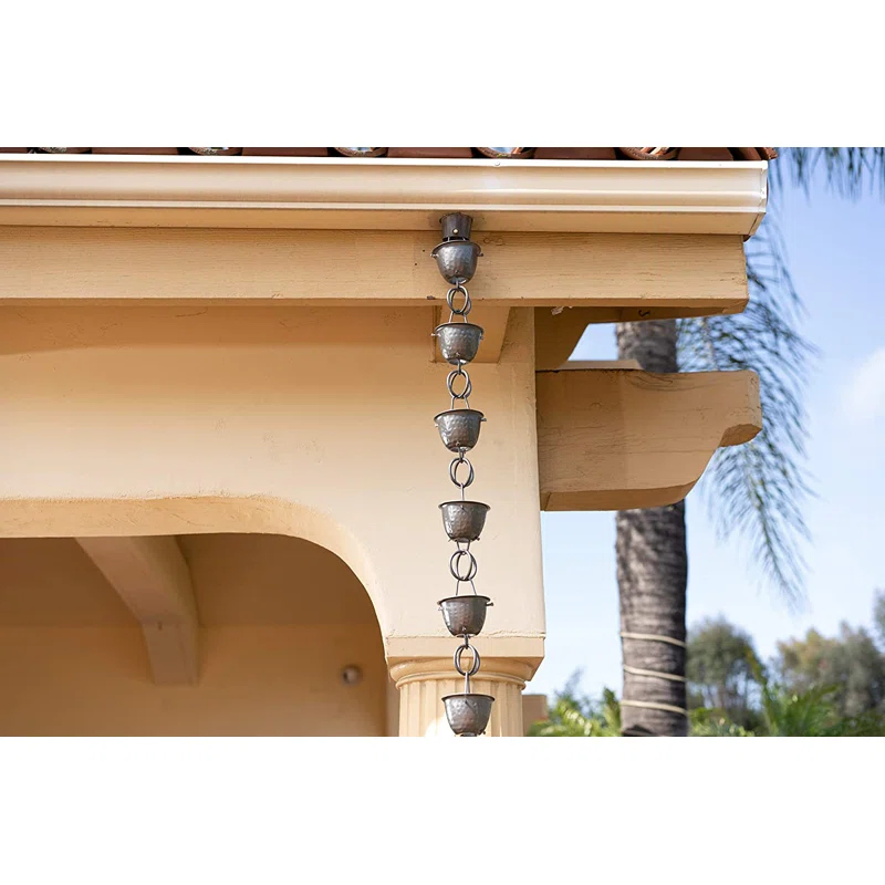 Monarch Rain Chains Aluminum Hammered Cup Rain Chain Replacement Downspout for Gutters