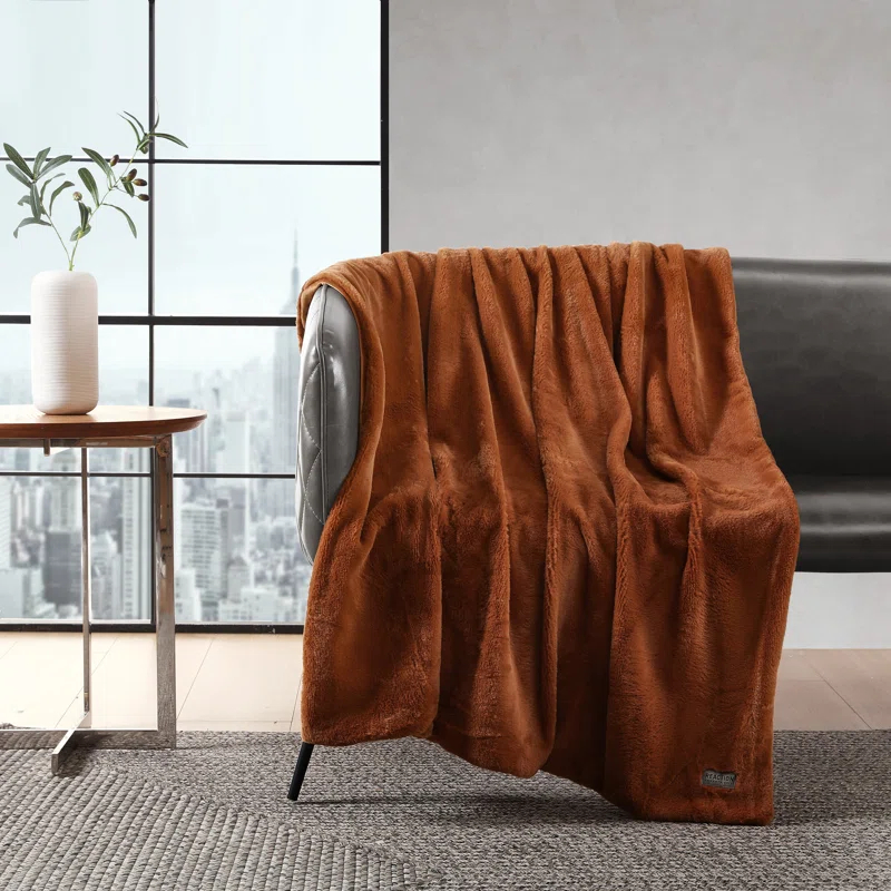 Kenneth Cole Kenneth Cole Faux Fur Solid Throw Blankets