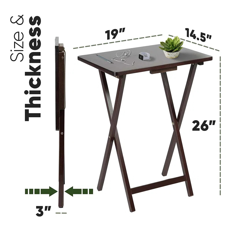 19.09'' Solid Wood Rectangular Portable Folding Table (Set of 2)