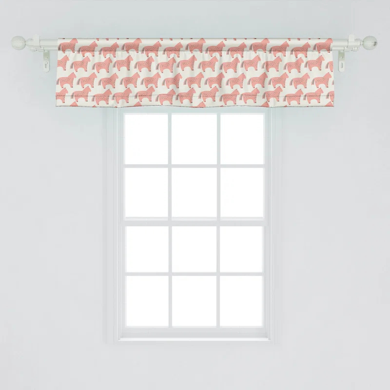 Ambesonne Ambesonne Animal Valance Pack of 2 Horse Pattern Coral and Cream_104736