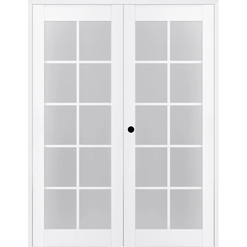 Belldinni Palladio Active 10-Lite Frosted Glass Wood Composite Double Prehung French Door