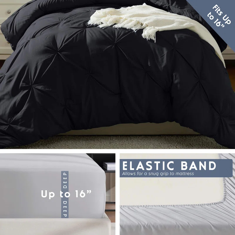 Bed-in-A-Bag Pleated Comforter Set with Bed Sheets