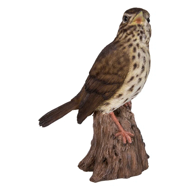 Songbird Standing on Stump Statue