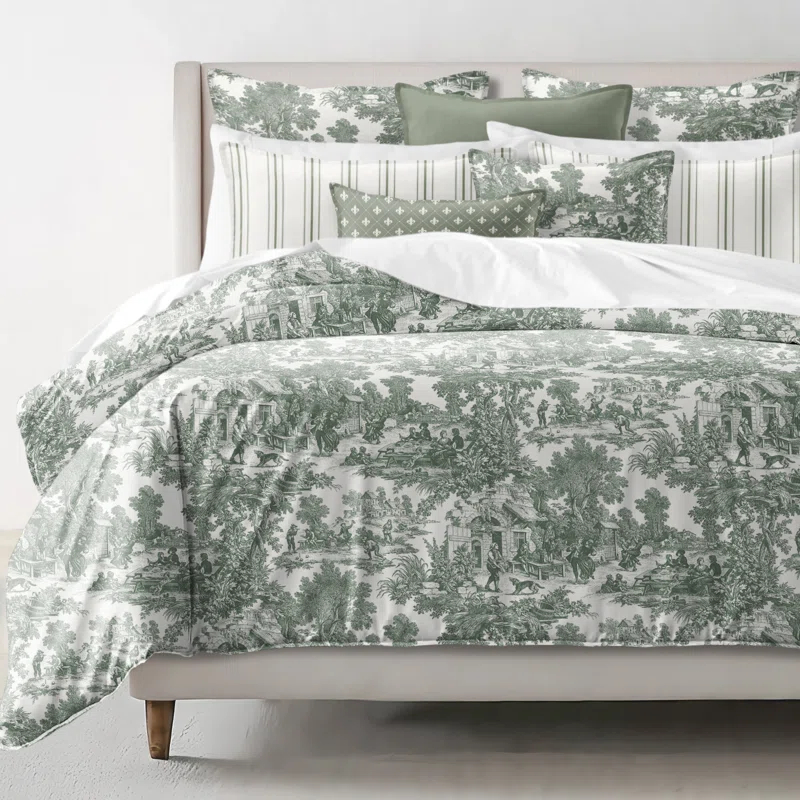 6ix Tailors Fine Linens Au Village Toile Sweet Grass  Cotton Comforter Set 8 Piece
