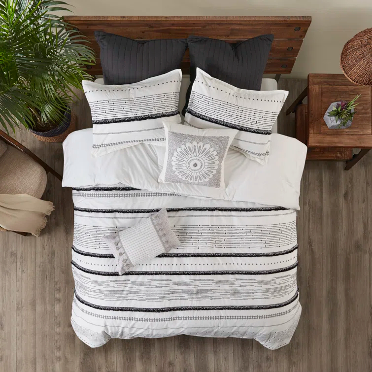 INK+IVY Nea Boho 3-Piece Striped Cotton Duvet Set