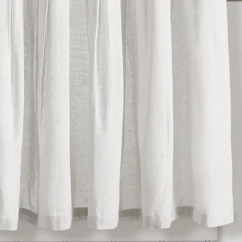 Lush Decor Linen Button Cotton Blend Tailored 29'' W Cafe Curtain (Set of 2)