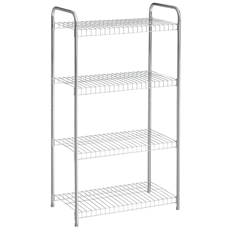 Rubbermaid Rubbermaid Freestanding 4-Tier Multipurpose Wire Shelving Unit, Satin Nickel