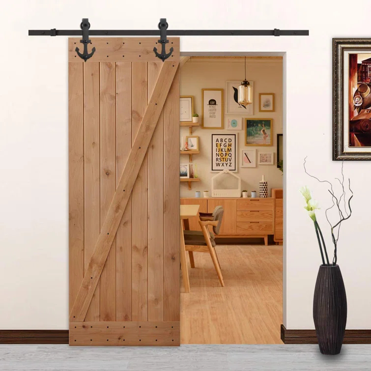 Lubann American 84'' Solid Wood Barn Doors Barn Door