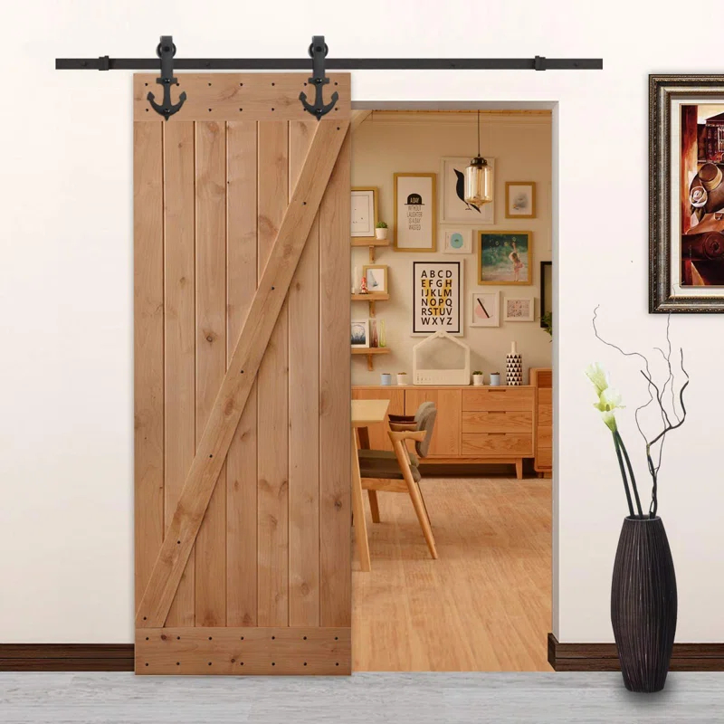 Lubann American 84'' Solid Wood Barn Doors Barn Door