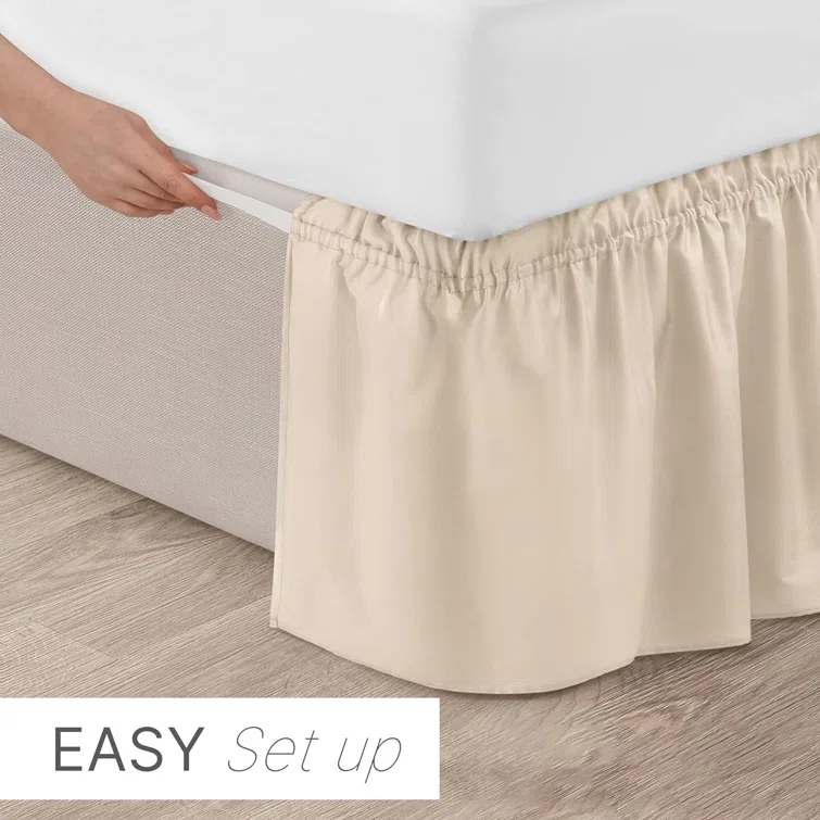 CGK Linens Ruffled Elastic Wrap Around Tailored Bed Skirt