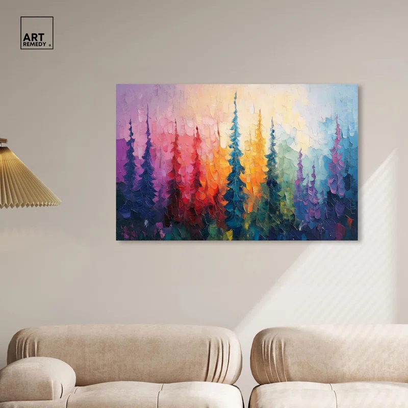 Art Remedy Branching Color Fusion Canvas Colorful Floral Art by Art Remedy