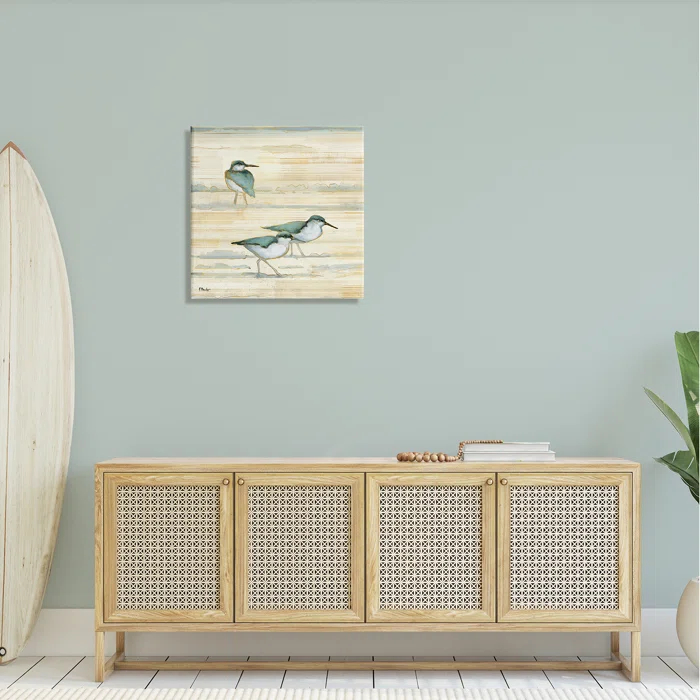 Stupell Industries " Oceanside Sandpipers Beach Birds " Painting Print