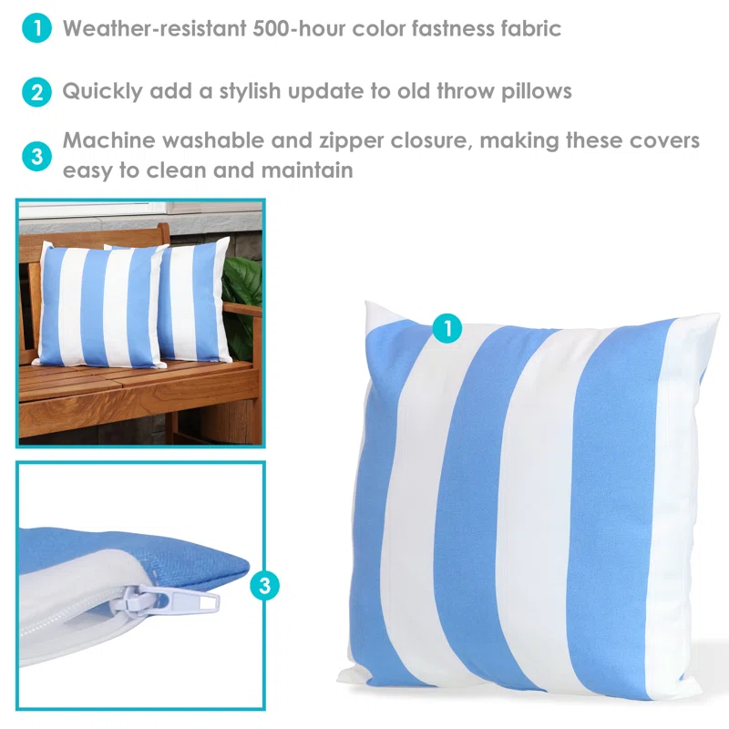 SunnyDaze Decor Indoor/Outdoor Pillow Cover (Set of 2)