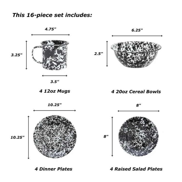 Crow Canyon Home Crow Canyon Enamelware Splatter 16 Piece Dinnerware Set