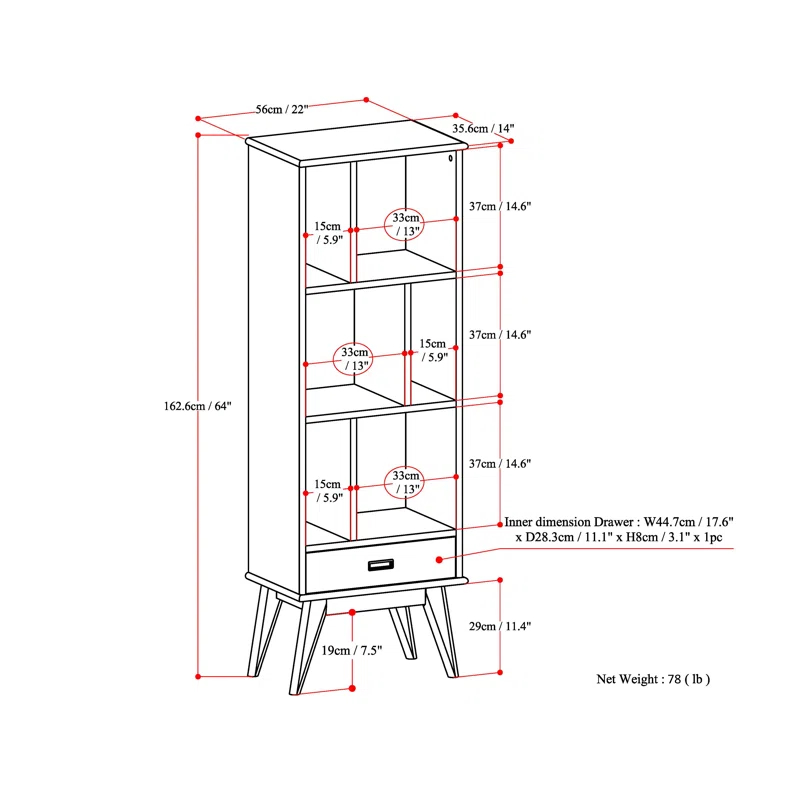 Simpli Home Draper Storage Bookcase