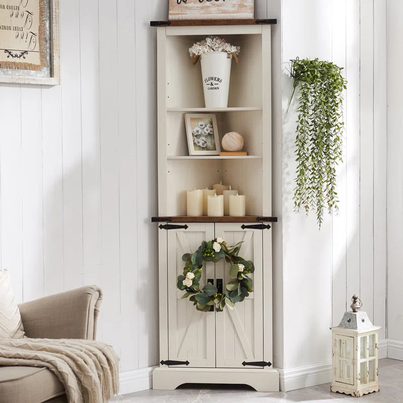Farmhouse 5 Chest of Drawers, Tall Drawers Dresser with Sliding Barn Door
