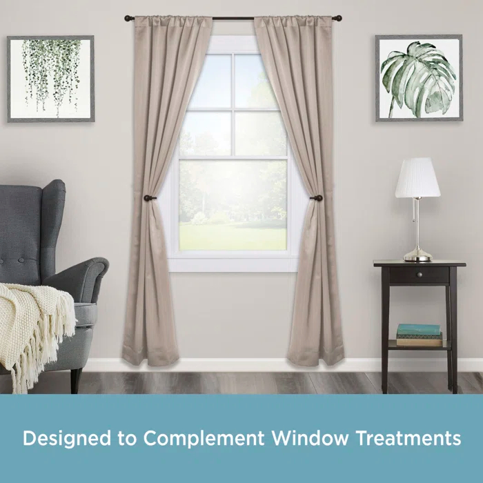 Kenney Berkley Ball End Curtain Rod & Holdback Set, 28-48" and 48-86" Adjustable Lengths, 5/8" Dia. Steel Tube
