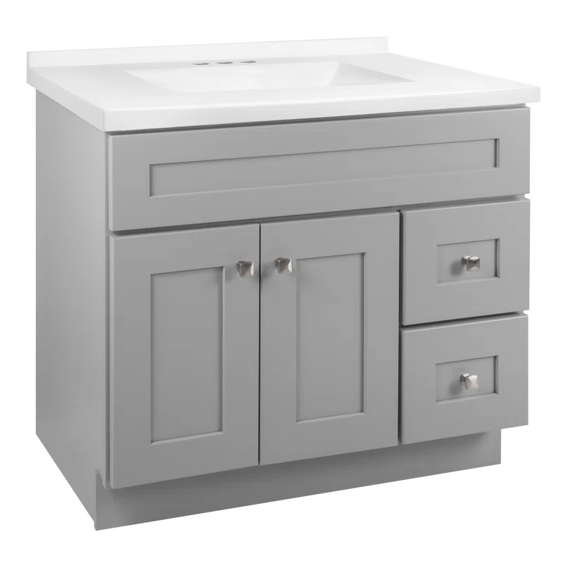 Brookings 37 Inch Solid Wood Bathroom Vanity with Modern Sink Top, Assembled, Sherwin Williams – Design House, 216218