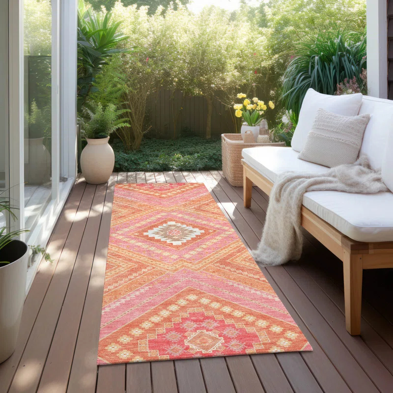 Machine Washable Indoor/Outdoor Chayden ACN1010 Coral Rug