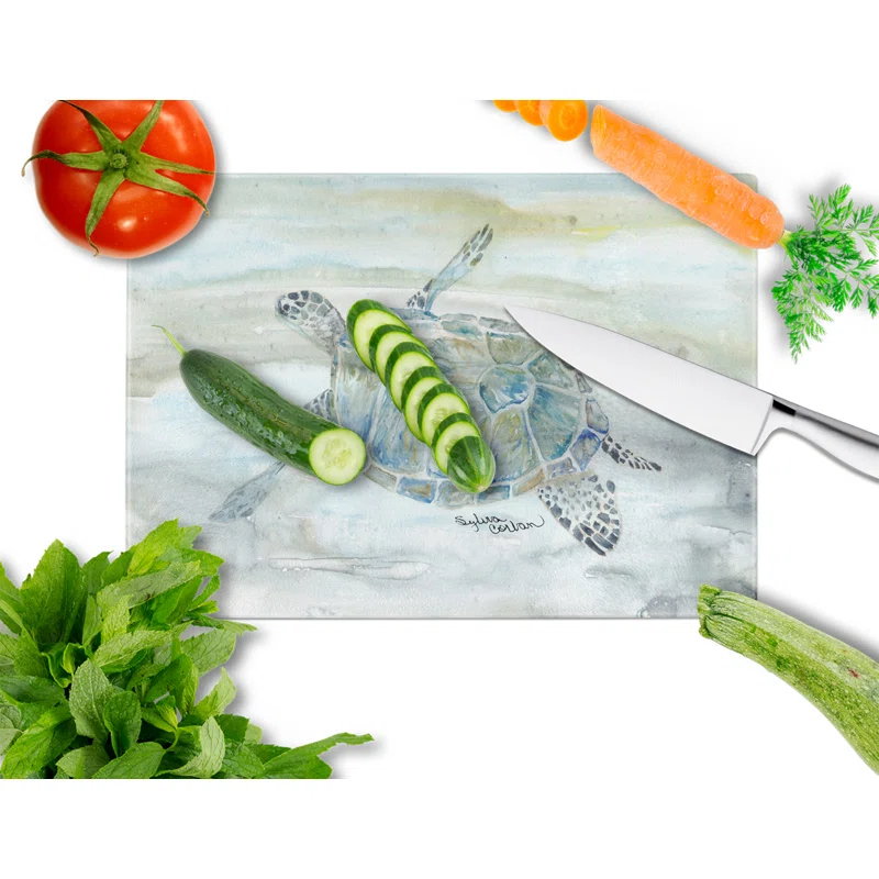 Caroline's Treasures Tempered Glass Sea Turtle Cutting Board