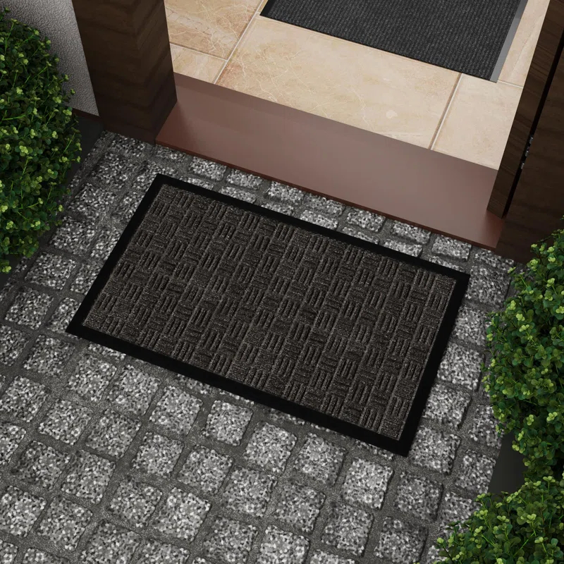 Ottomanson Carpeted Rubber Outdoor Non-Slip Outdoor Door Mat