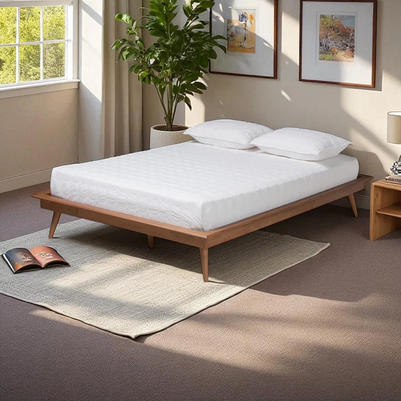 George Oliver Brayden Walnut Brown Finished Wood King Size Platform Bed, 12.74'' H X 83.03'' W X 86.32'' L