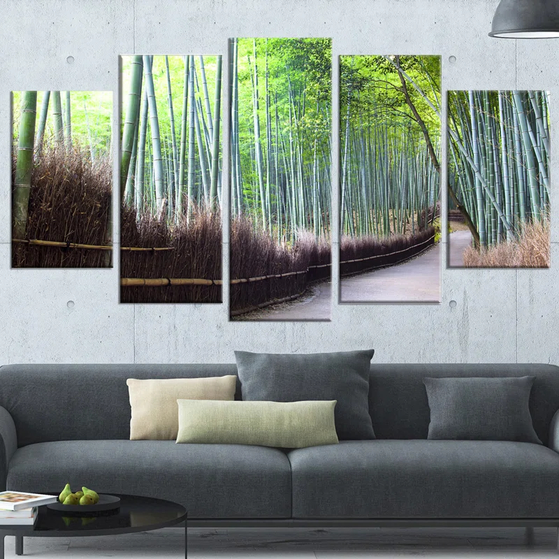 Design Art " Kyoto Bamboo Forest Pathway " 5 - Pieces