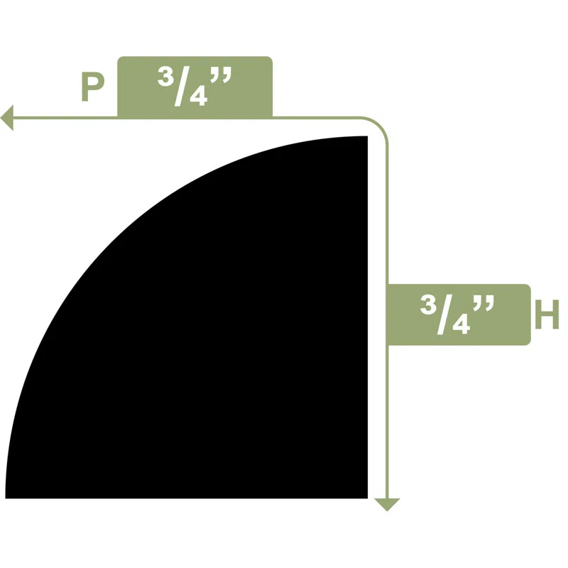 White PVC Quarter Round Moulding, 0.75" x 96"
