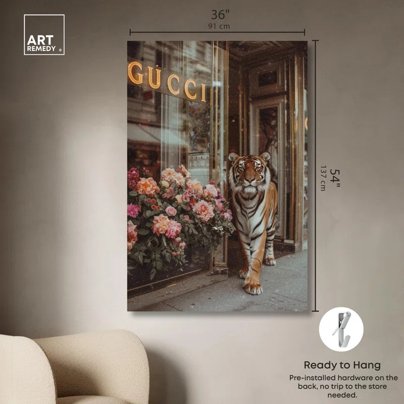 Art Remedy Tiger at the Store Canvas Fashion Designer Wall Art by Art Remedy