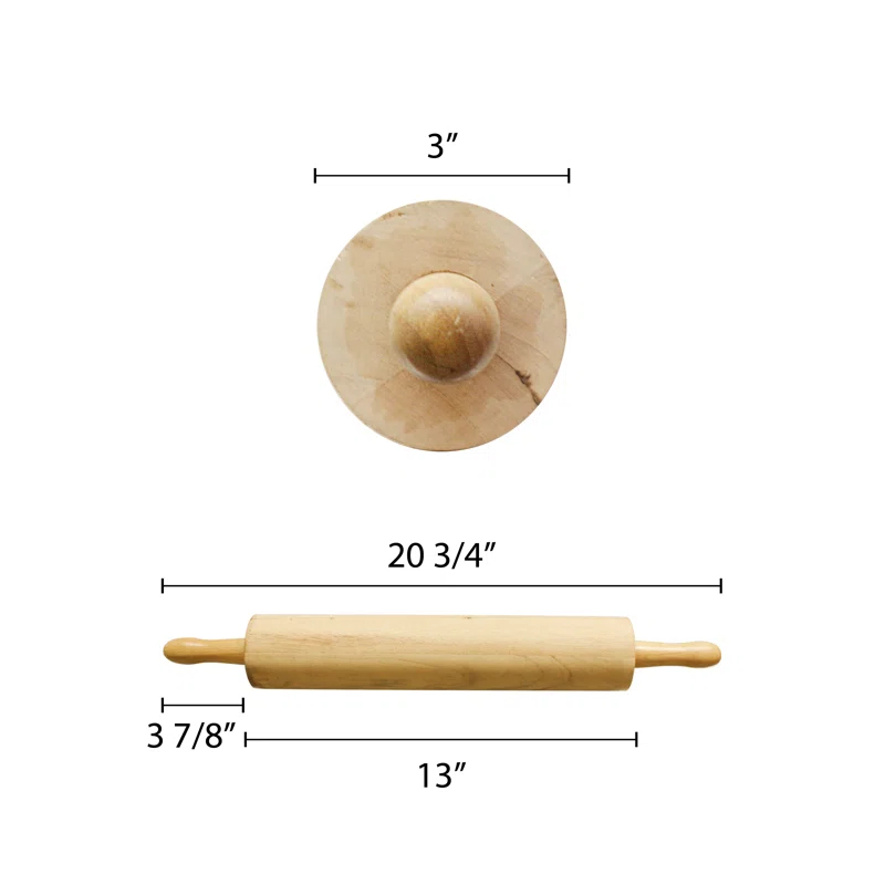 Thunder Group Inc. Wood Standard Rolling Pin