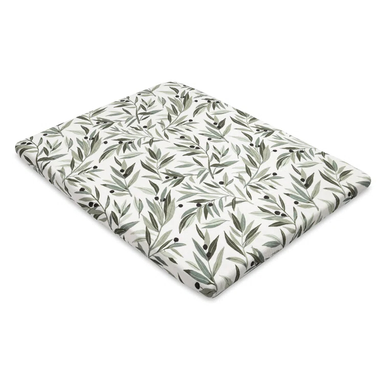 Olive Branches Muslin All-Stages Midi Crib Sheet in GOTS Certified Organic Cotton