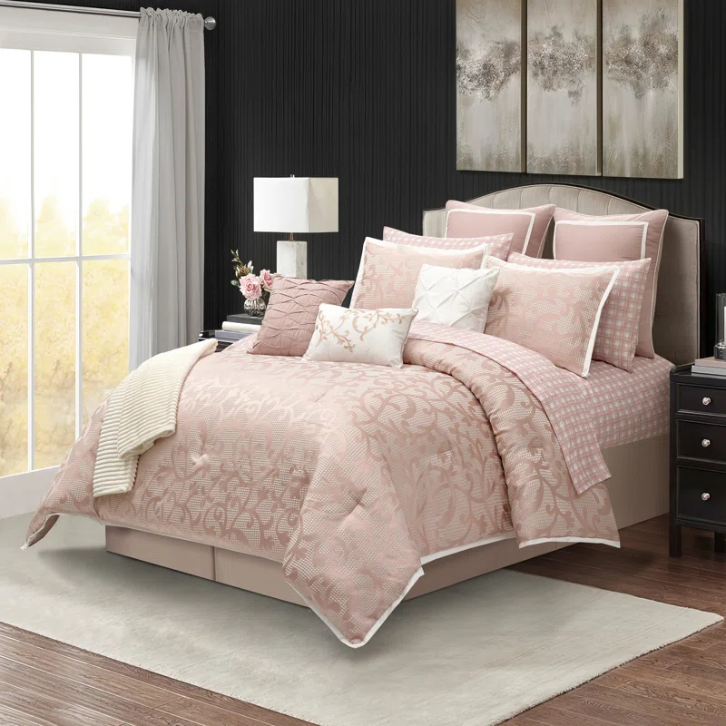 Nanshing America, Inc Janella 14 Piece Luxury Glam Comforter Set