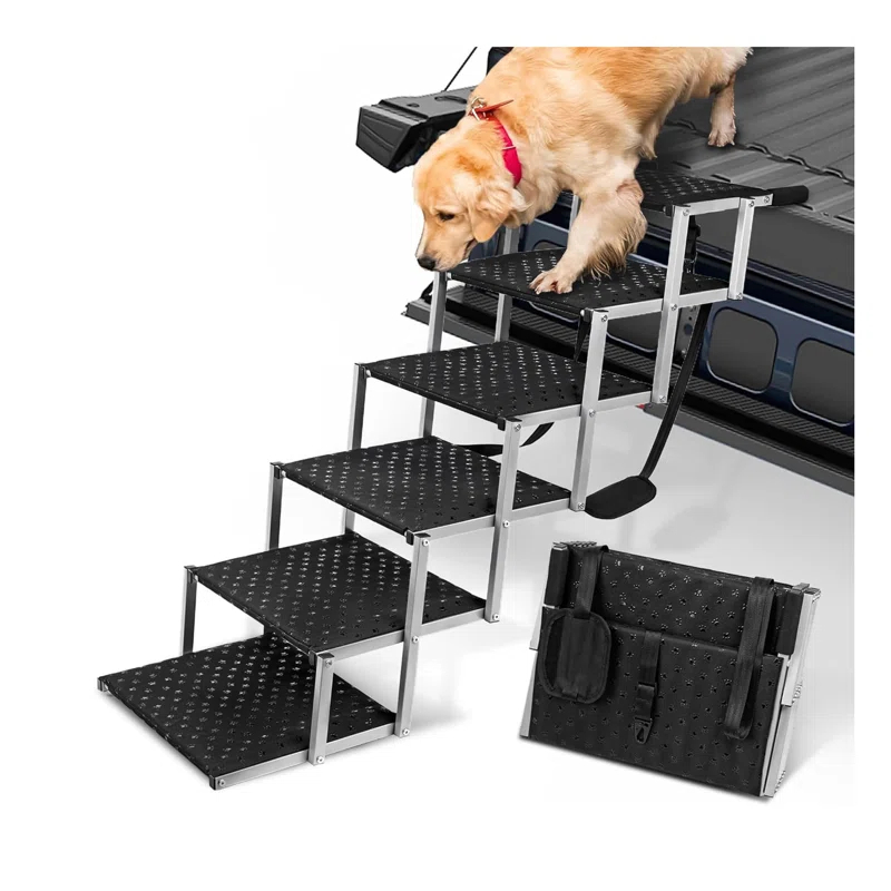 Portable Folding Dog Stairs For Cars, SUV, Trucks, For Large Dogs With Non-Slip Surface, 6 Steps