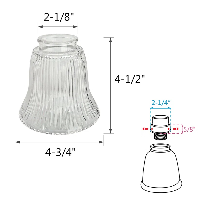 Aspen Creative Corporation 4.5'' H Glass Bell Ceiling Fan Fitter Shade (Set of 4)