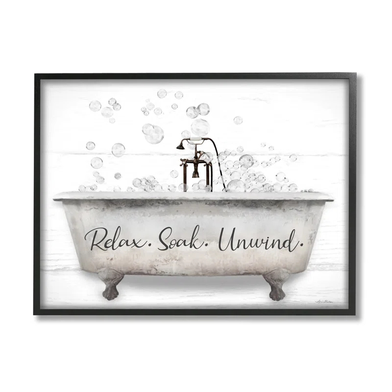 Stupell Industries " Relax Soak Unwind Bathtub Bubbles " by Lori Deiter