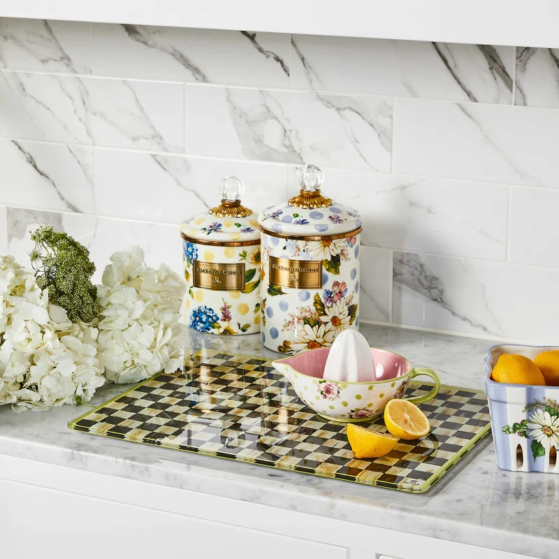 MacKenzie-Childs Wildflowers Blue Enamel Medium Canister