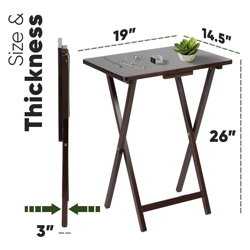 PJ Wood PJ Wood Folding TV Tray Tables with Compact Storage Rack, 5 Piece Set