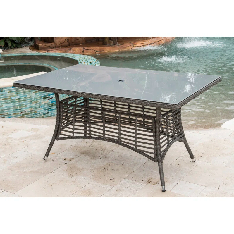 Panama Jack Outdoor Graphite Rectangular Glass Outdoor Dining Table